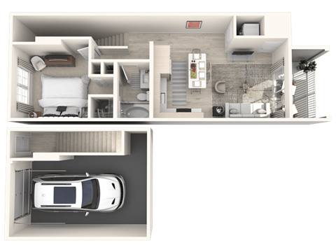 Floor plan for 1 bed, 1 bath, 748 sqft